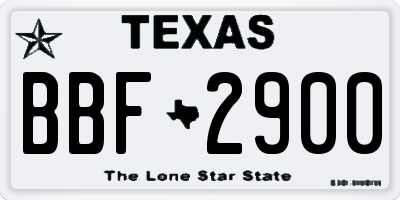 TX license plate BBF2900