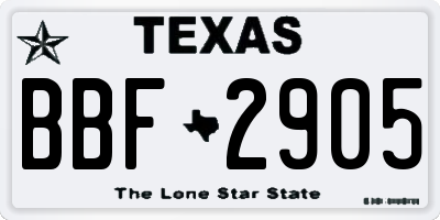 TX license plate BBF2905