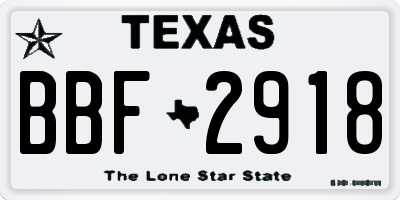 TX license plate BBF2918
