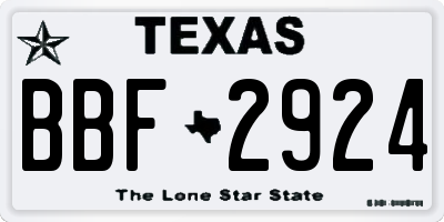 TX license plate BBF2924