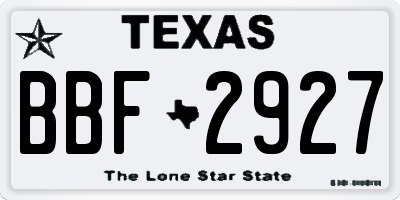 TX license plate BBF2927