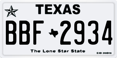 TX license plate BBF2934