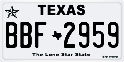 TX license plate BBF2959