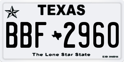TX license plate BBF2960