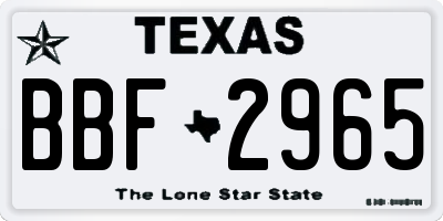 TX license plate BBF2965