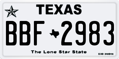 TX license plate BBF2983