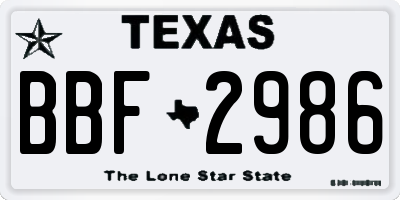 TX license plate BBF2986