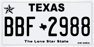 TX license plate BBF2988