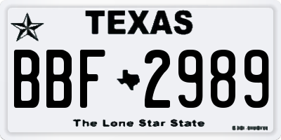 TX license plate BBF2989