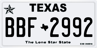 TX license plate BBF2992