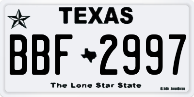TX license plate BBF2997
