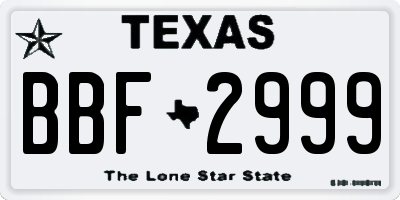 TX license plate BBF2999