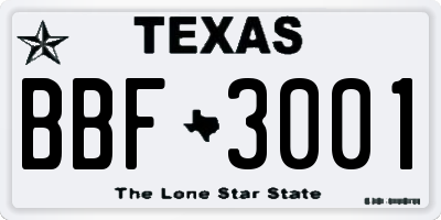 TX license plate BBF3001