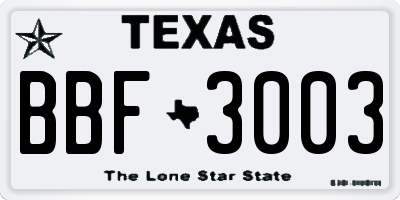 TX license plate BBF3003