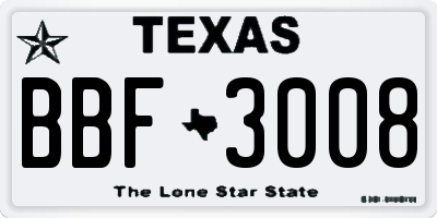 TX license plate BBF3008