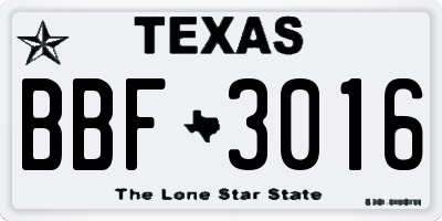 TX license plate BBF3016