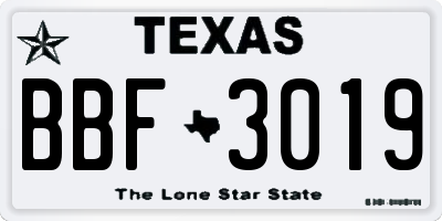 TX license plate BBF3019