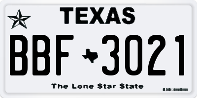 TX license plate BBF3021