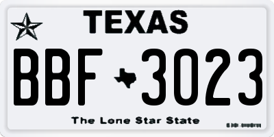 TX license plate BBF3023