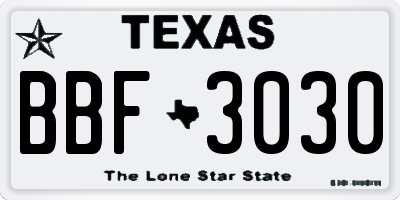 TX license plate BBF3030