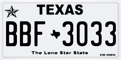 TX license plate BBF3033