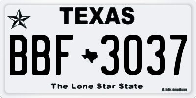 TX license plate BBF3037