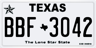 TX license plate BBF3042