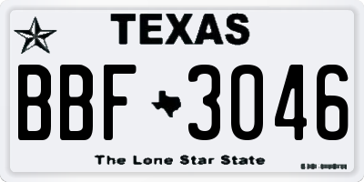 TX license plate BBF3046