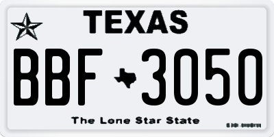 TX license plate BBF3050