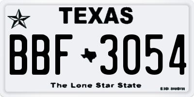 TX license plate BBF3054