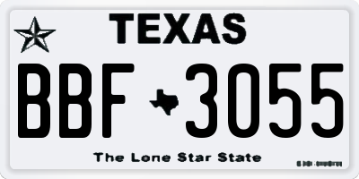 TX license plate BBF3055