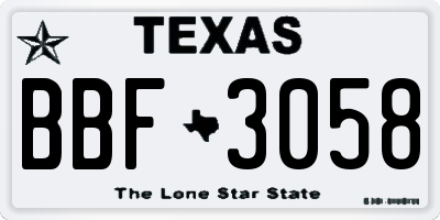 TX license plate BBF3058