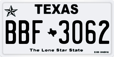 TX license plate BBF3062