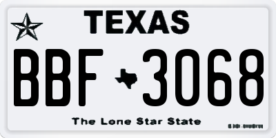 TX license plate BBF3068