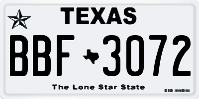 TX license plate BBF3072