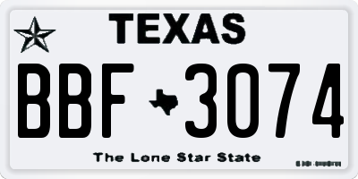 TX license plate BBF3074