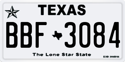TX license plate BBF3084