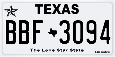 TX license plate BBF3094