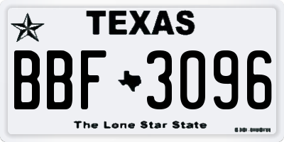 TX license plate BBF3096
