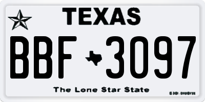 TX license plate BBF3097
