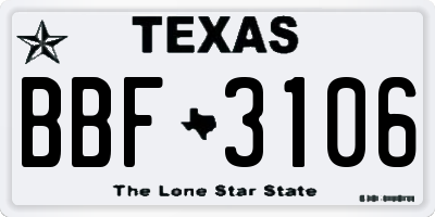 TX license plate BBF3106
