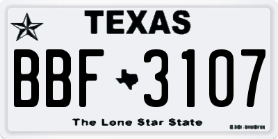 TX license plate BBF3107