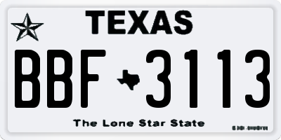 TX license plate BBF3113