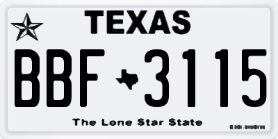 TX license plate BBF3115