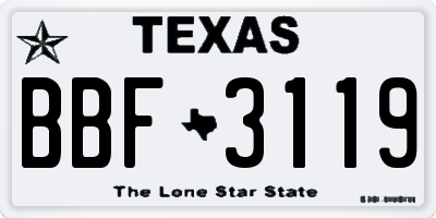 TX license plate BBF3119