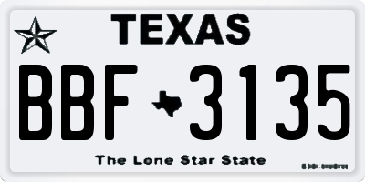 TX license plate BBF3135