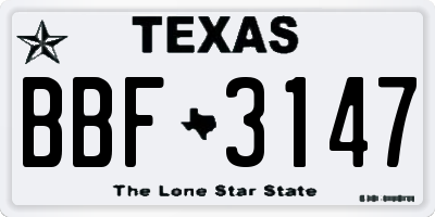 TX license plate BBF3147