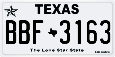 TX license plate BBF3163