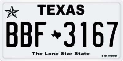 TX license plate BBF3167