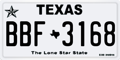 TX license plate BBF3168